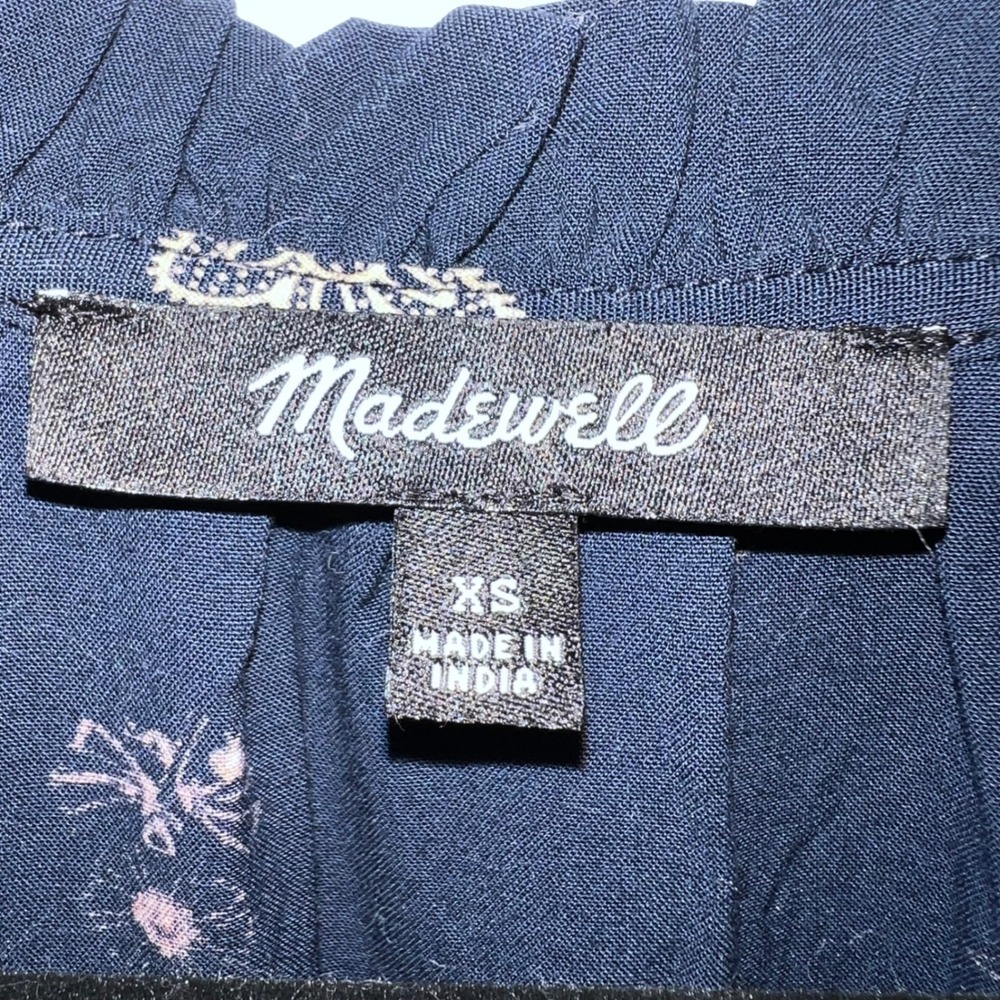 Madewell Challis Tiered Midi Long Sleeve Floral Dress Size XS Navy Blue‎ - Picture 6 of 9